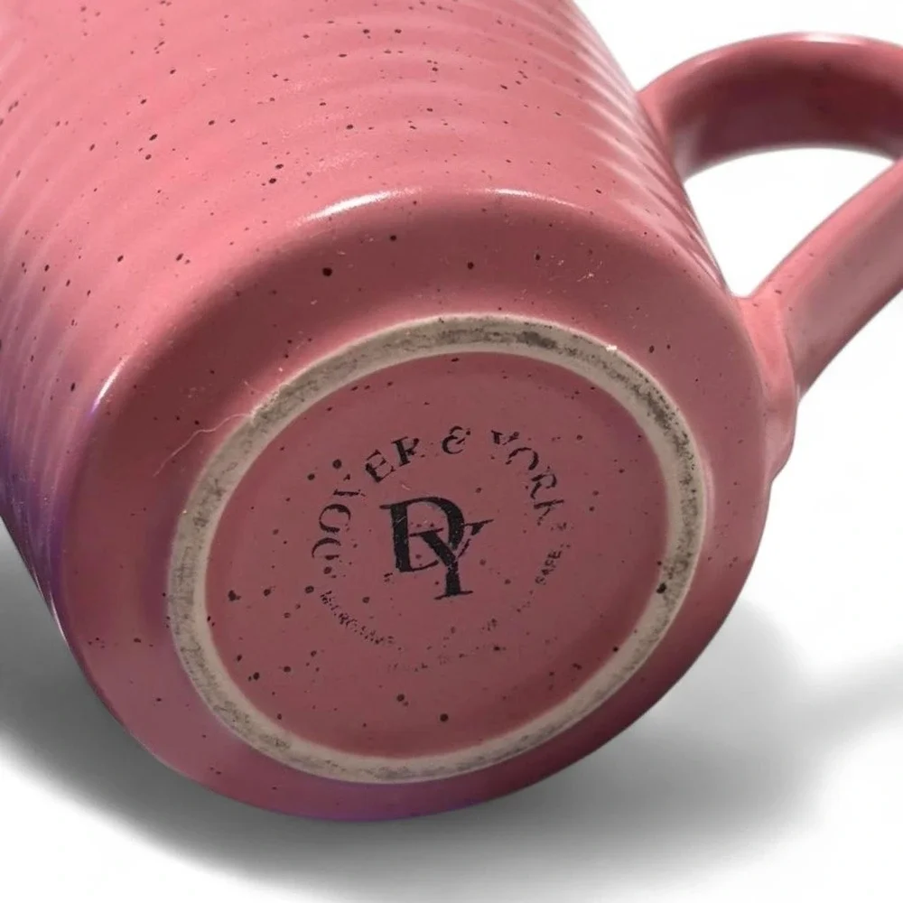 Dover & York Pink Speckled Ribbed Stoneware Mug